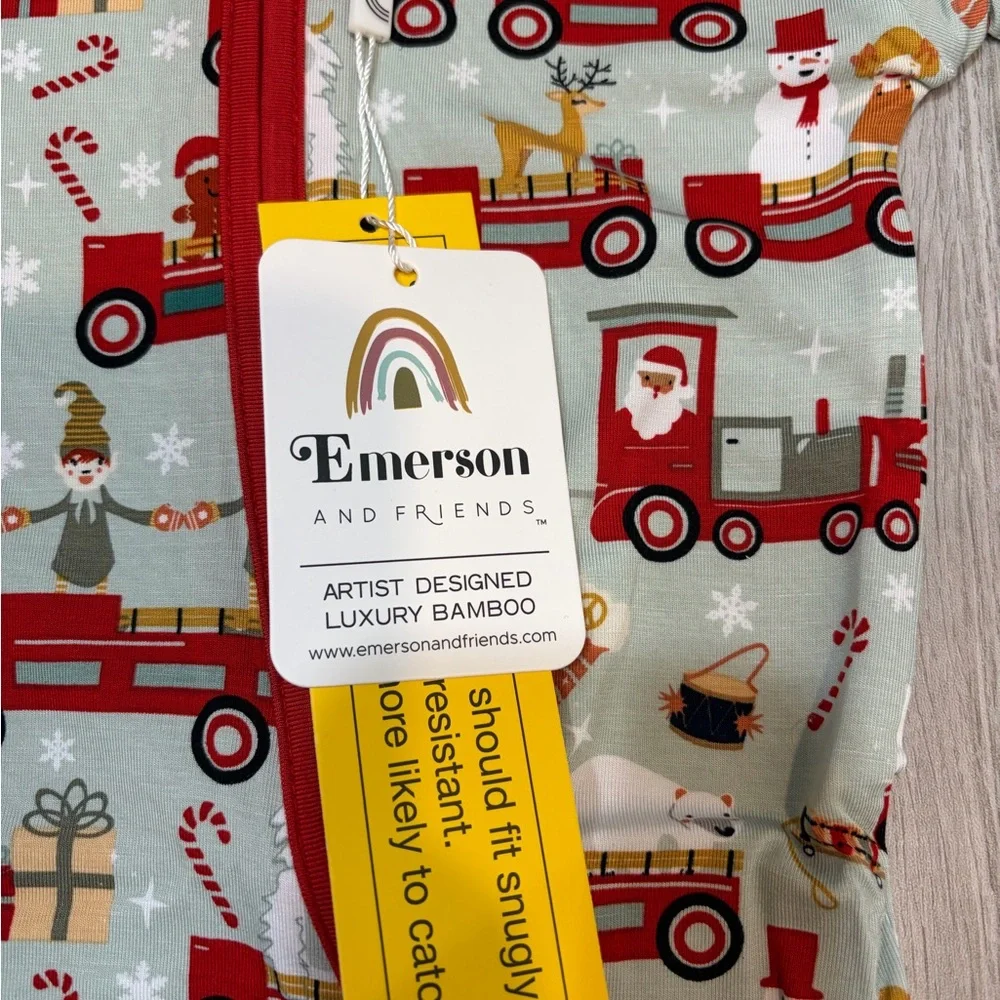 Christmas Train Bamboo Pajamas 3-6M Emerson and Friends - Picture 3 of 4